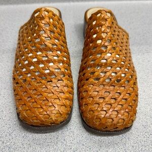 Ipanema Woven Brown Leather Ipanema Slip-On Mule Shoes
